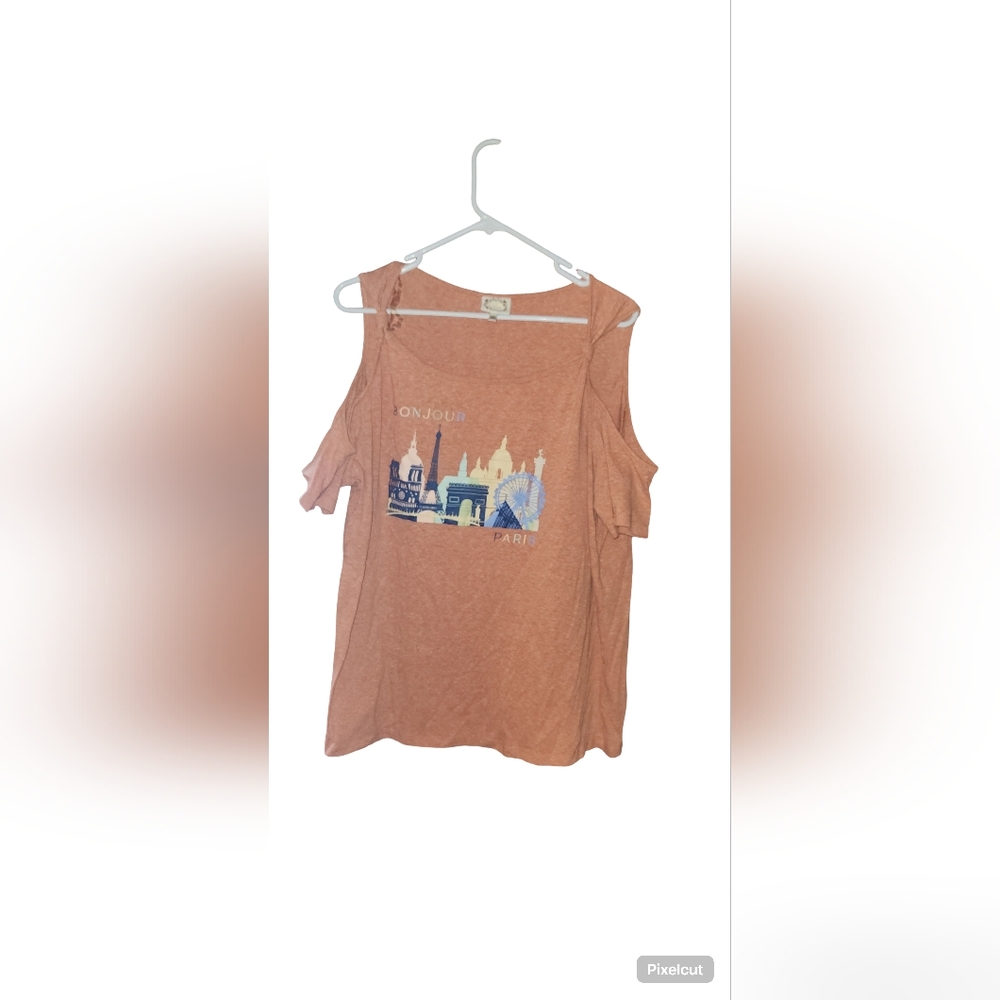 Bonjour Paris Graphic Women's Top - Orange
